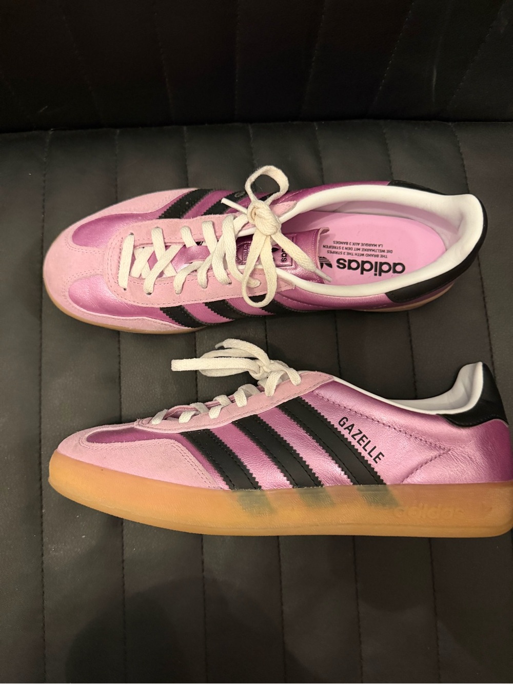 adidas Gazelle Women’s Pink and Black Leather Sneakers